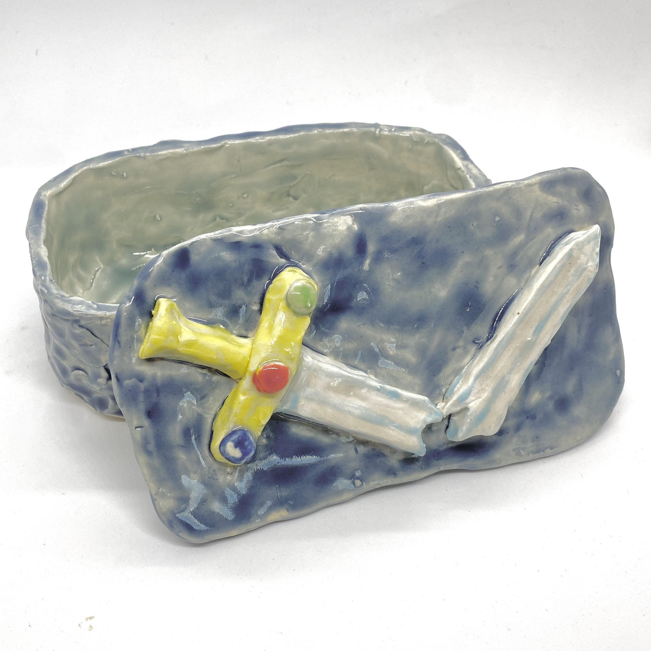 A Broken Sword Box, Glaze on stoneware, 6.725 x 3.25 x 2.5 in, 2025