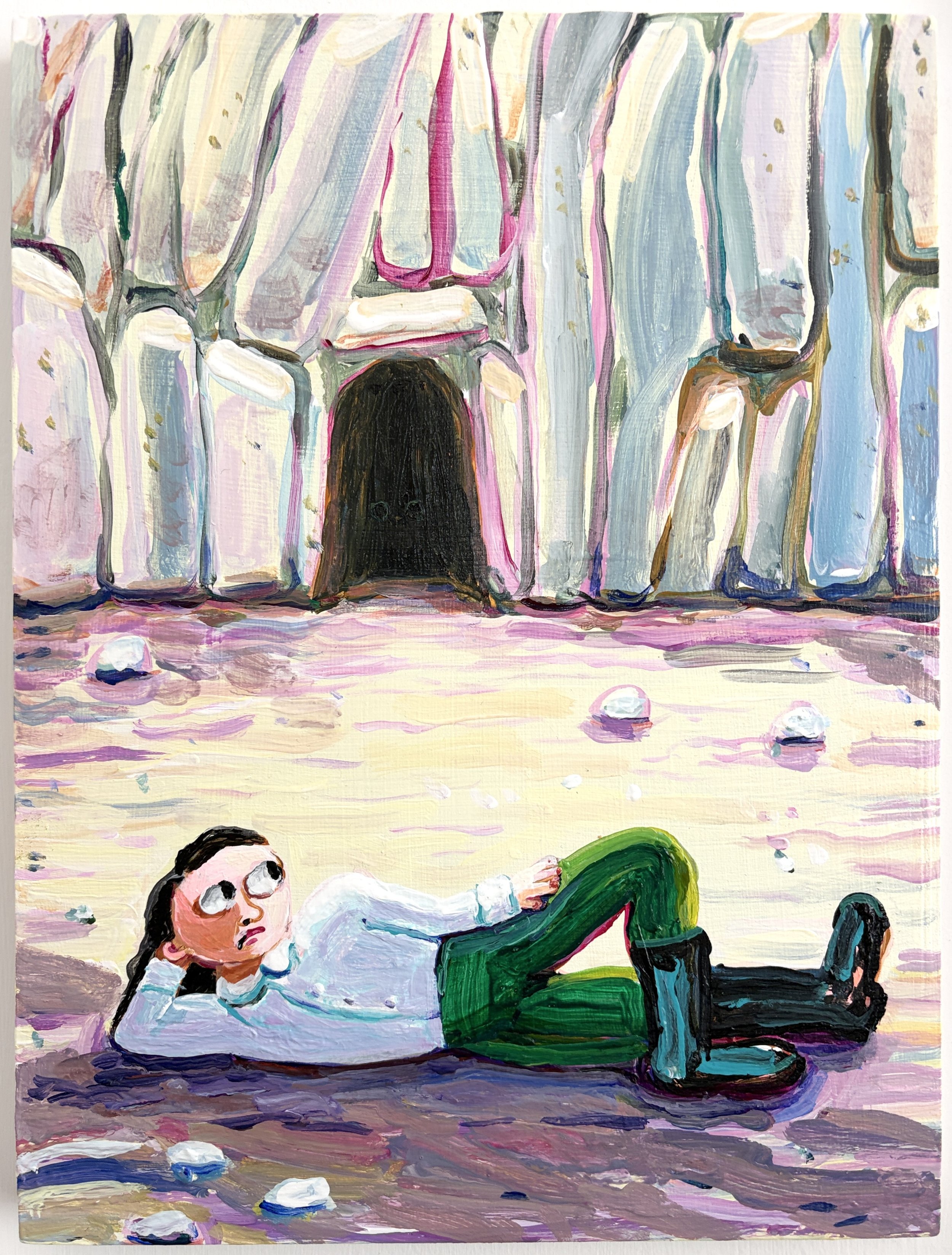 Rider and the Cave,
Acrylic on panel,
12 x 9 inches,
2026