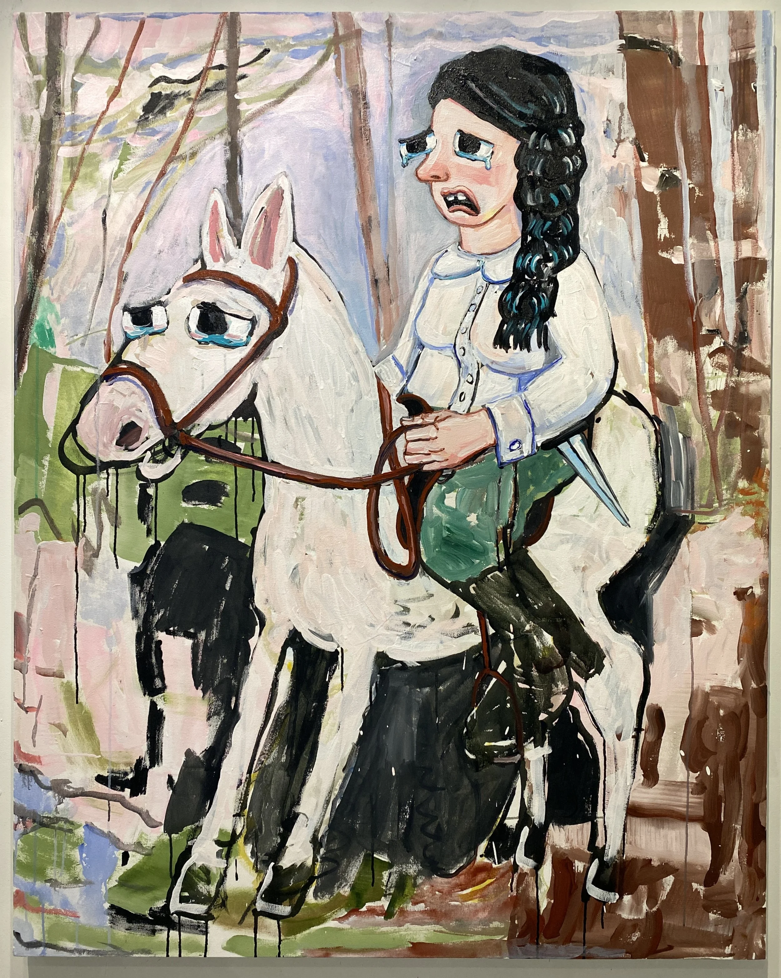Sad Rider, Acrylic on canvas on panel, 60 x 48 in, 2025