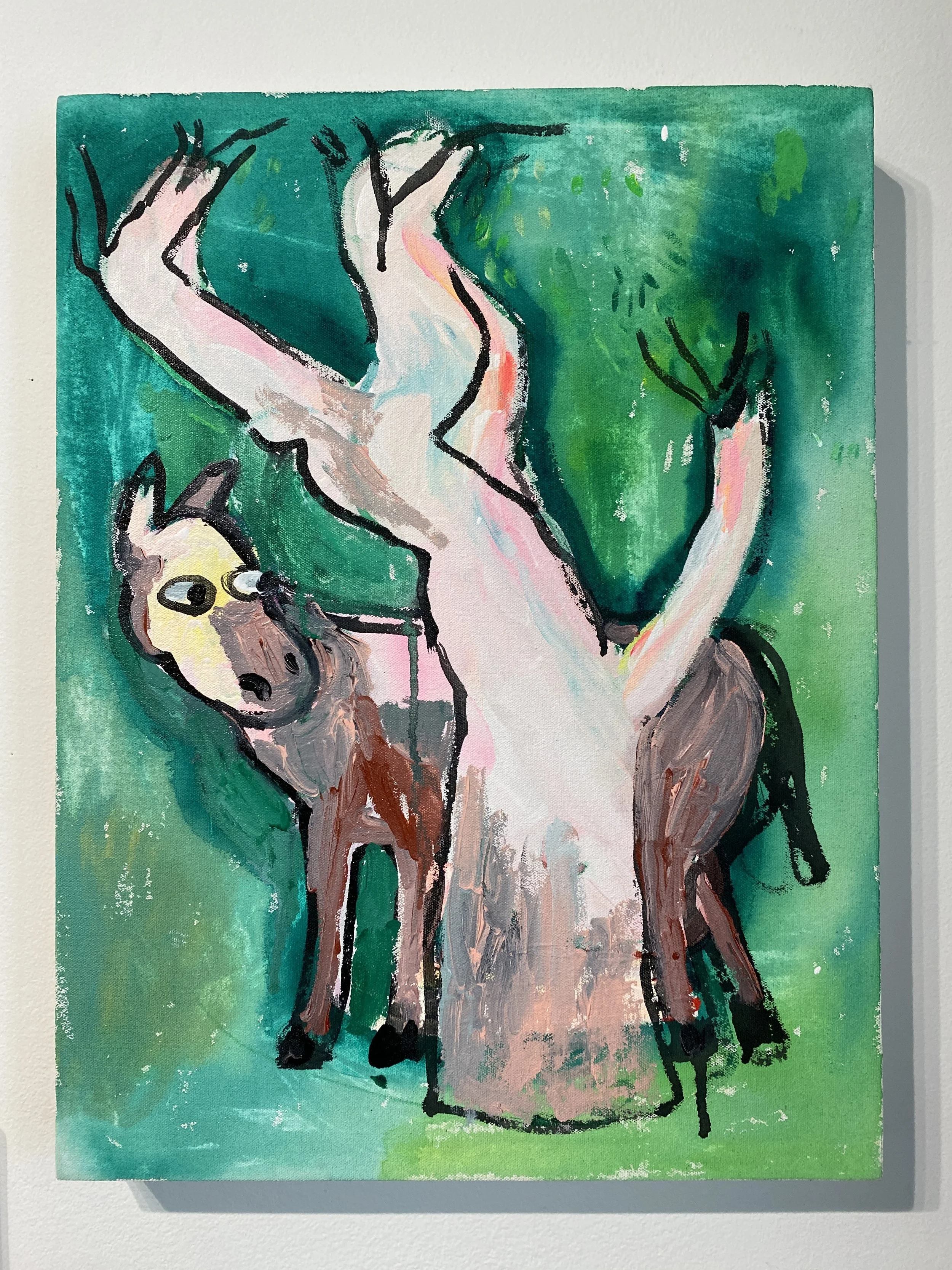 Hiding Stead, Acrylic on canvas on panel, 20 × 15 in, 2024