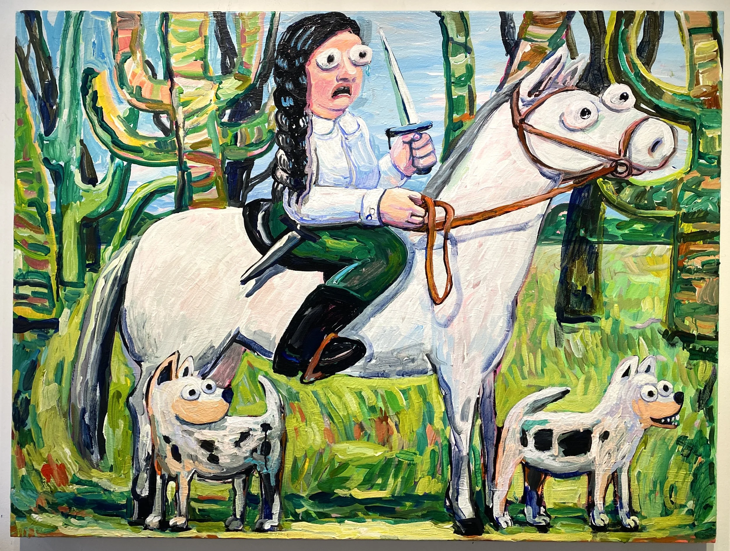 Anxious Rider, Acrylic on canvas on panel, 48 × 36 in, 2025