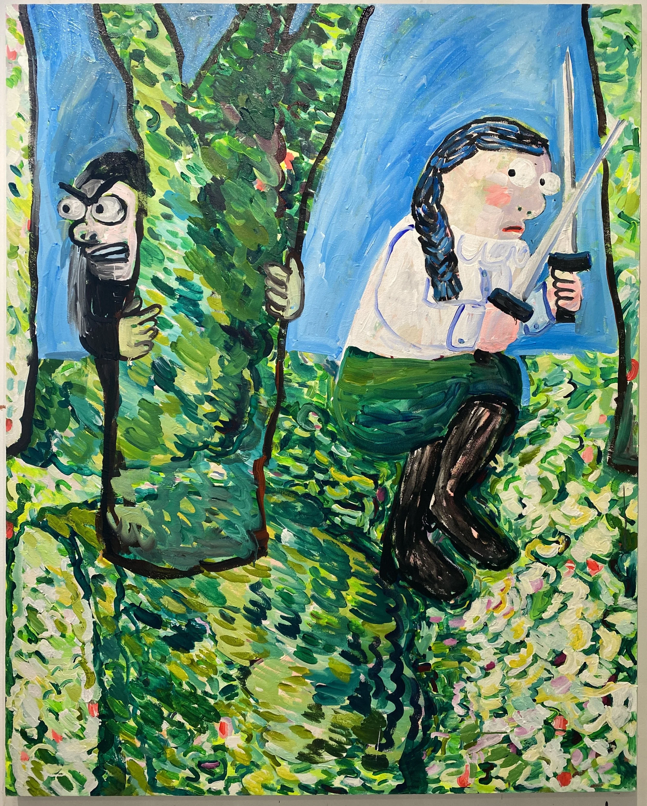 Sneaky Rider, Acrylic on canvas on panel, 60 × 48 in, 2025