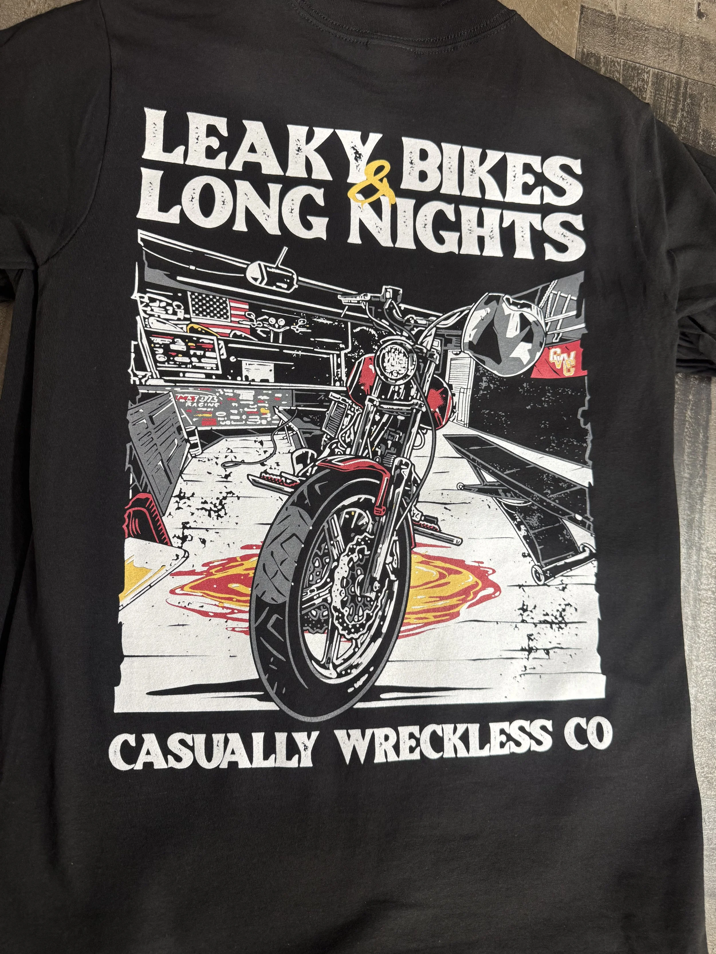 Casually Wreckless 'Leaky Bikes, and Long Nights' T-Shirt