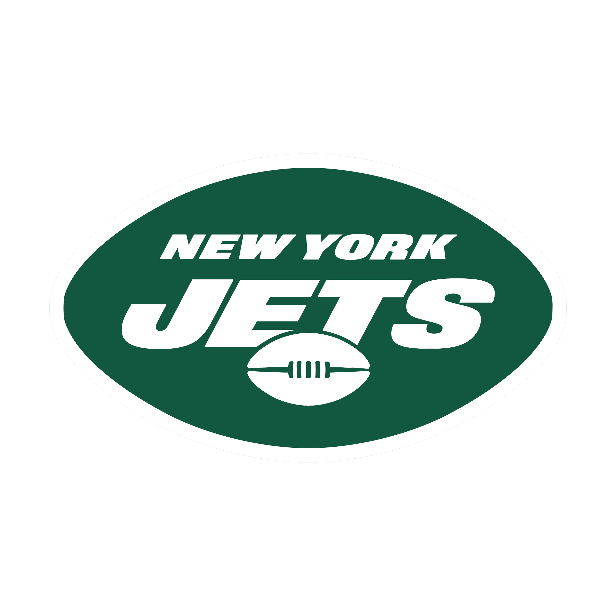 Official logo of the New York Jets football team featuring a green oval with white text and a football graphic.
