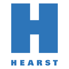 Blue letter H in a square with the word HEARST below