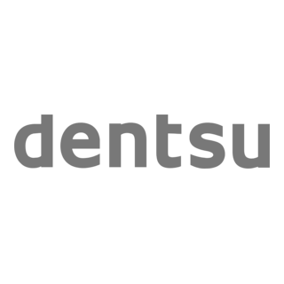 Dentsu logo in black and white with the word 'dentsu' in lowercase letters.