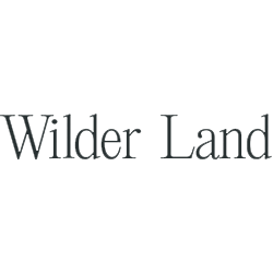 Wilder Land logo with black background and white text