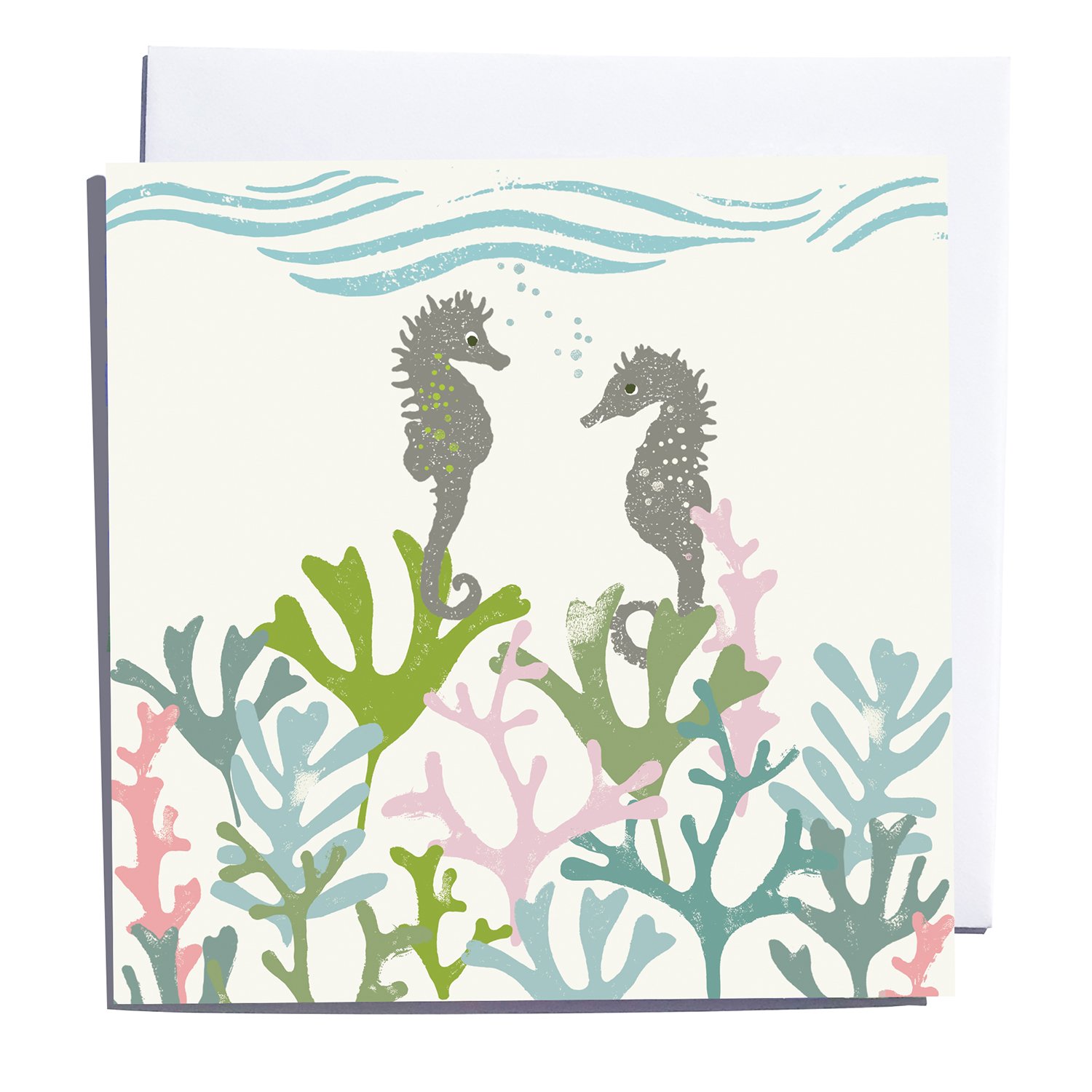Seahorse Coral Blank Art Card