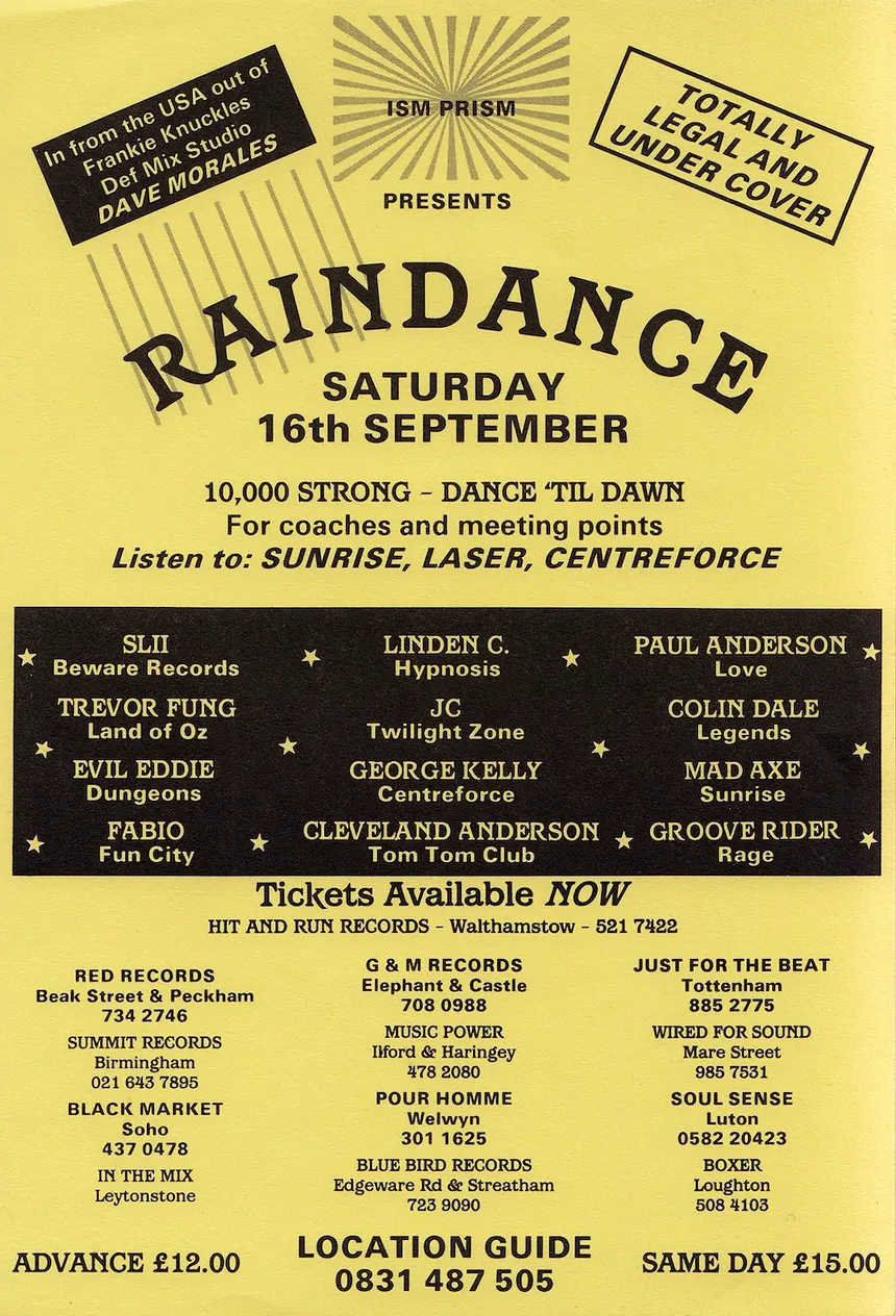 Raindance first flyer Saturday 16th September 1989