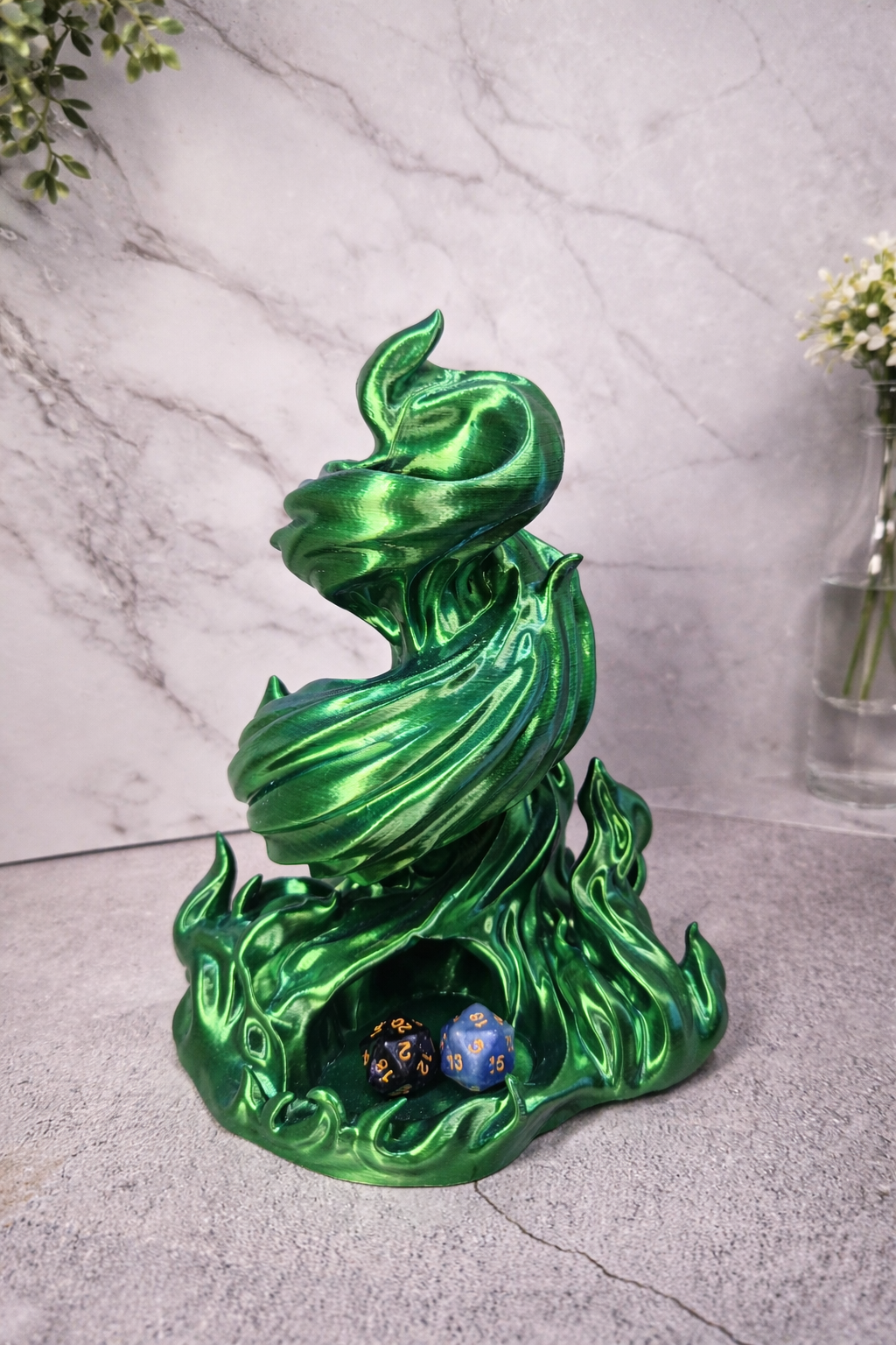 3D Printed Magical Inferno Dice Roller - Blue & Yellow Silk PLA