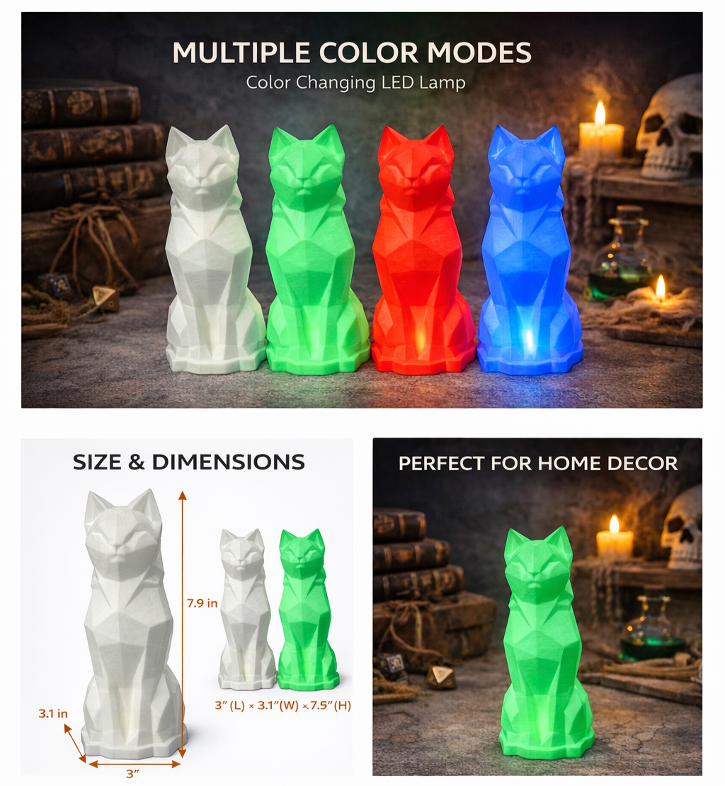 WhiskerGlow 3D Printed Cat Lamp