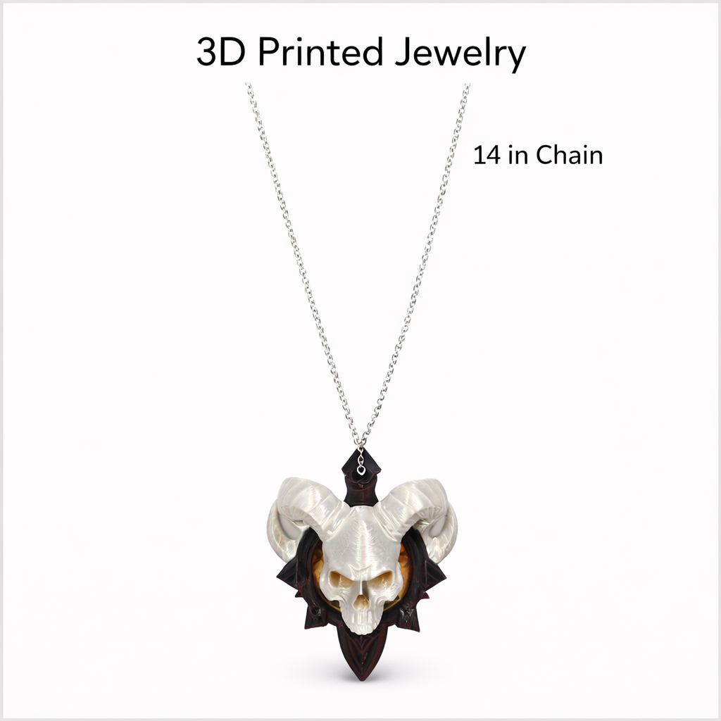 Edgy 3D Printed Skull Pendant Necklace