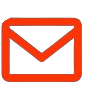 Red outline of an envelope icon on a black background