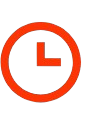 Red clock icon on a white background