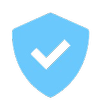 Blue shield icon with a checkmark in the center