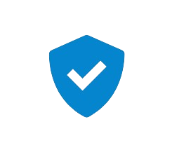 A blue shield with a black checkmark in the center.