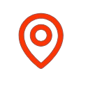 Map pin icon on a black background