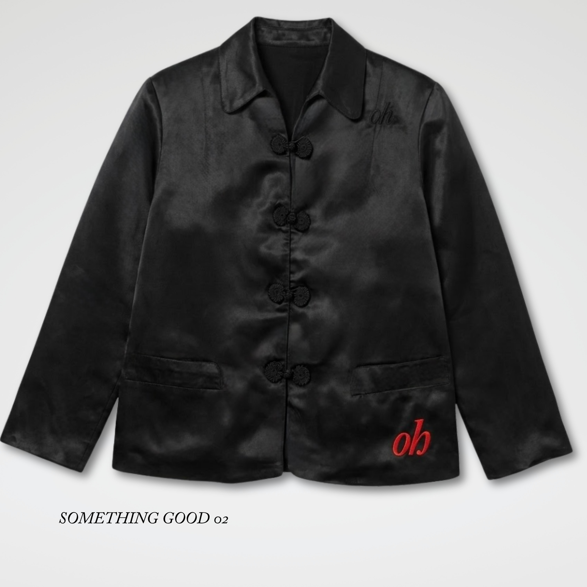 Vintage jet black satin jacket