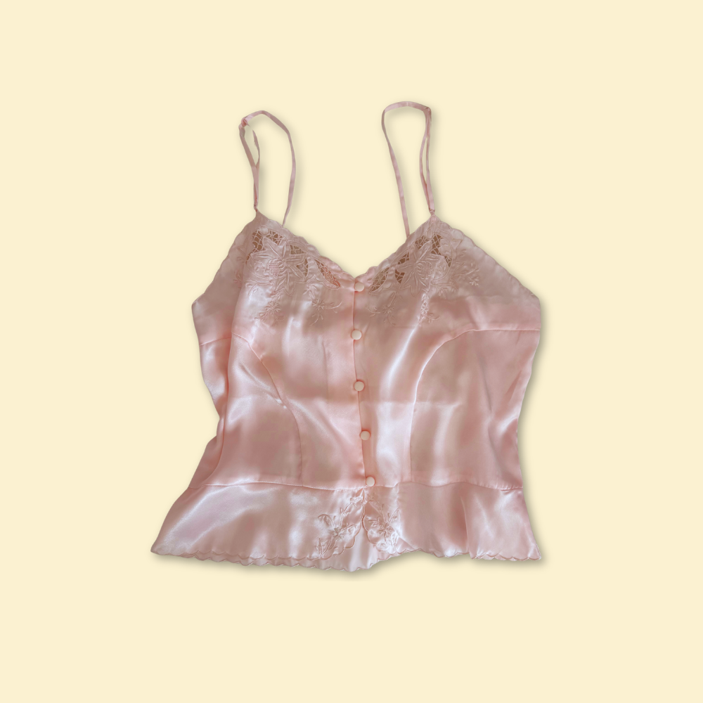 Vintage satin camisole, blush