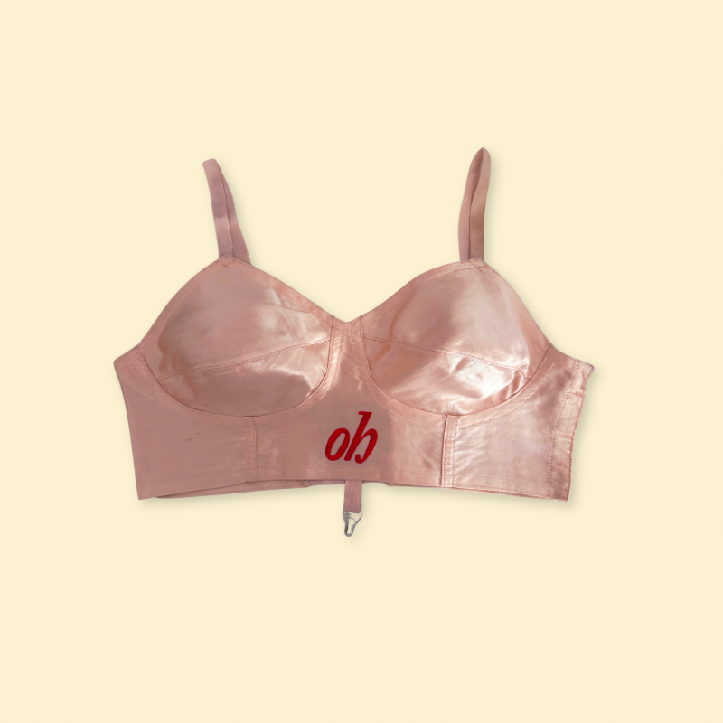 Vintage satin bra, blush