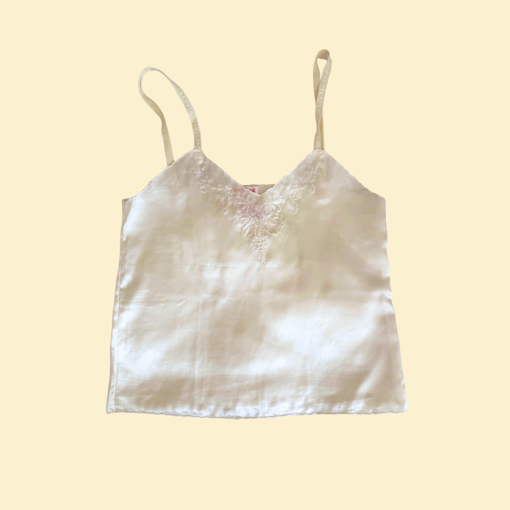 Vintage satin camisole, ivory