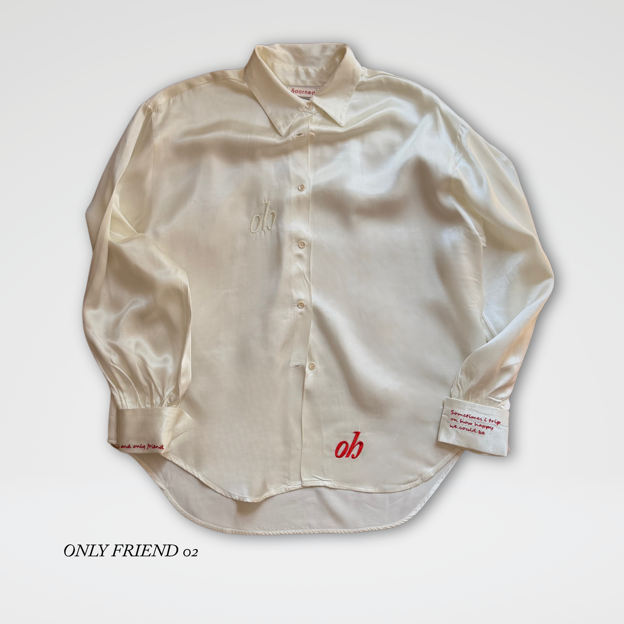 Shirt Ivory Satin, Point Collar