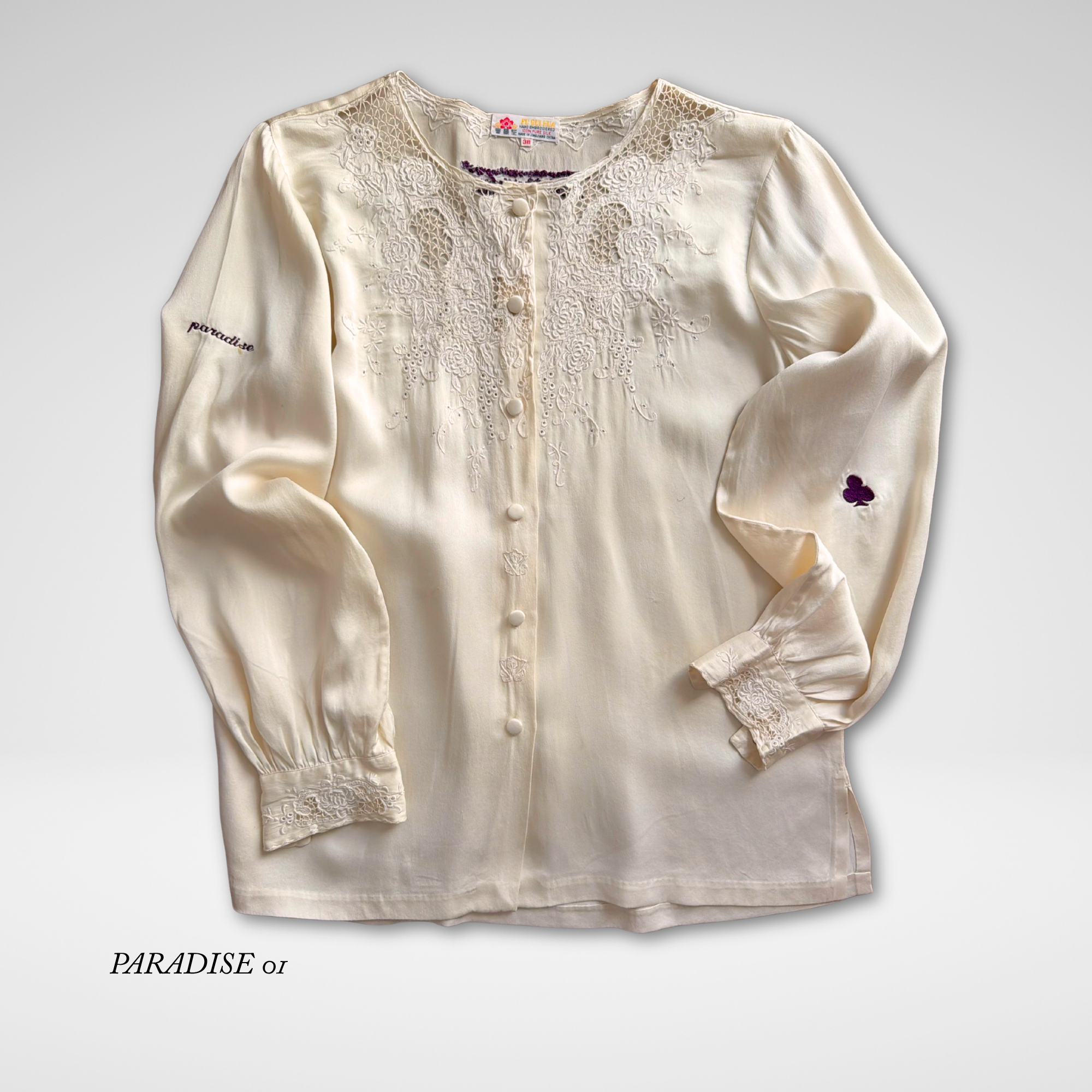 Shirt Cream Silk Cutwork