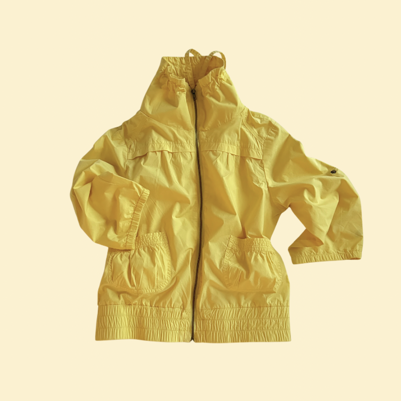 Jacket. Yellow Cotton, Cropped Windbreaker