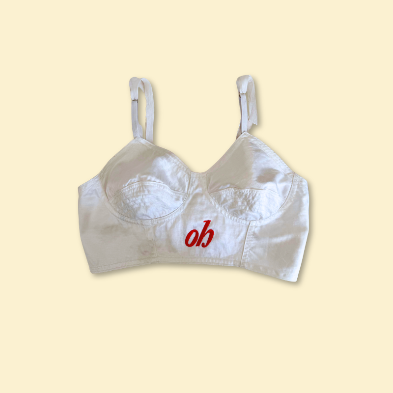 1950s vintage satin bra, ivory