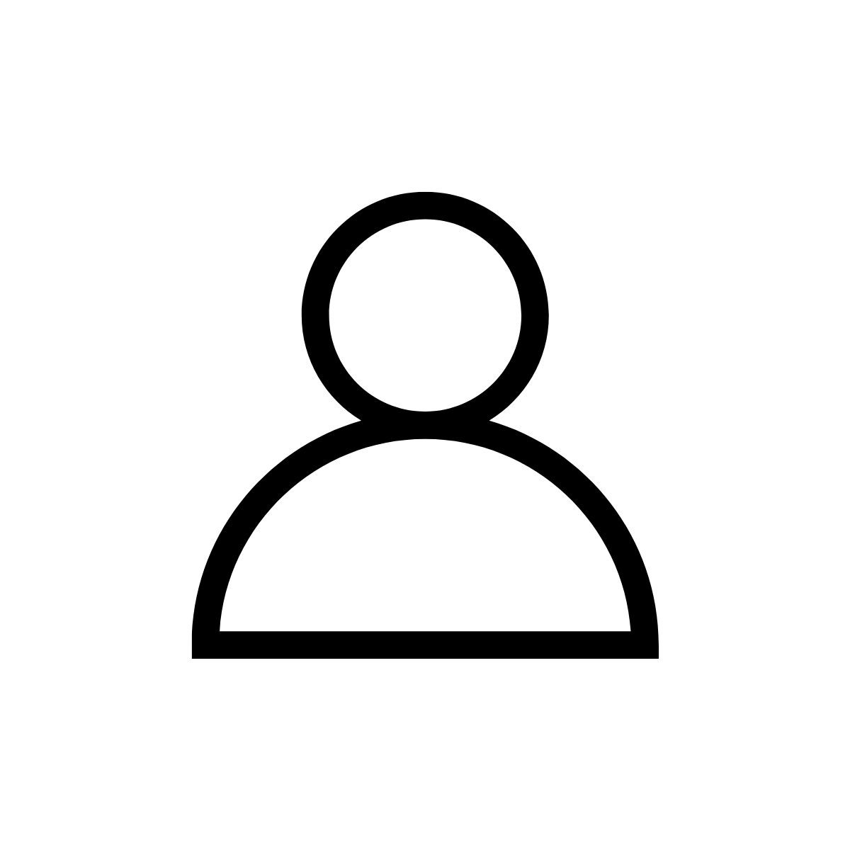 Outline of a person icon, representing a user profile or account.