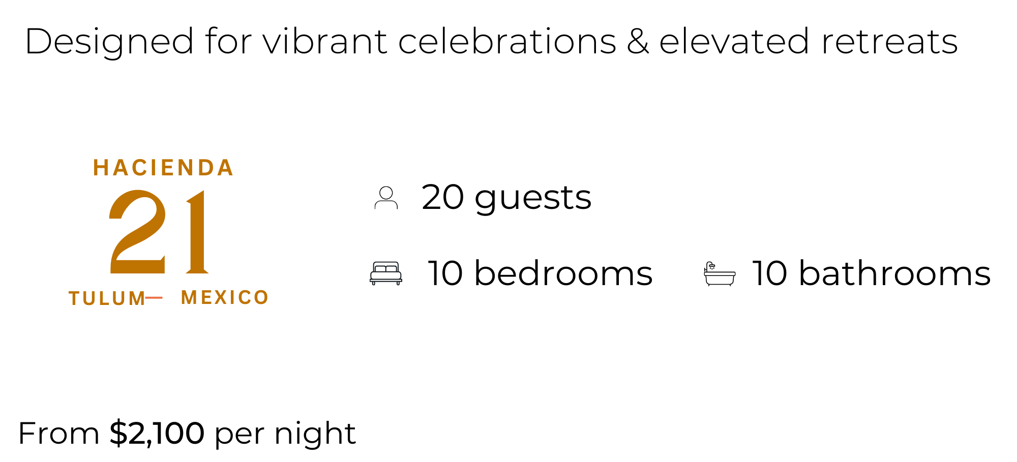 A black map highlighting the route from Tulum, Mexico to Hacienda 21 in Tulum, Mexico, with an illustration of a car on the route.
