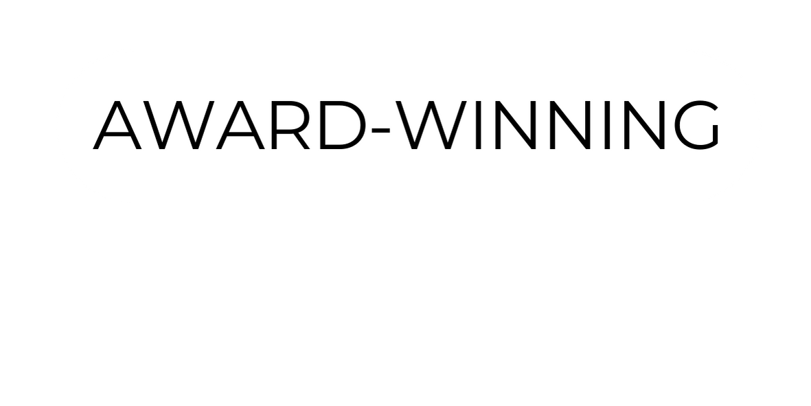 A graphic with a white oval background and black text that says "AWARD-WINNING".