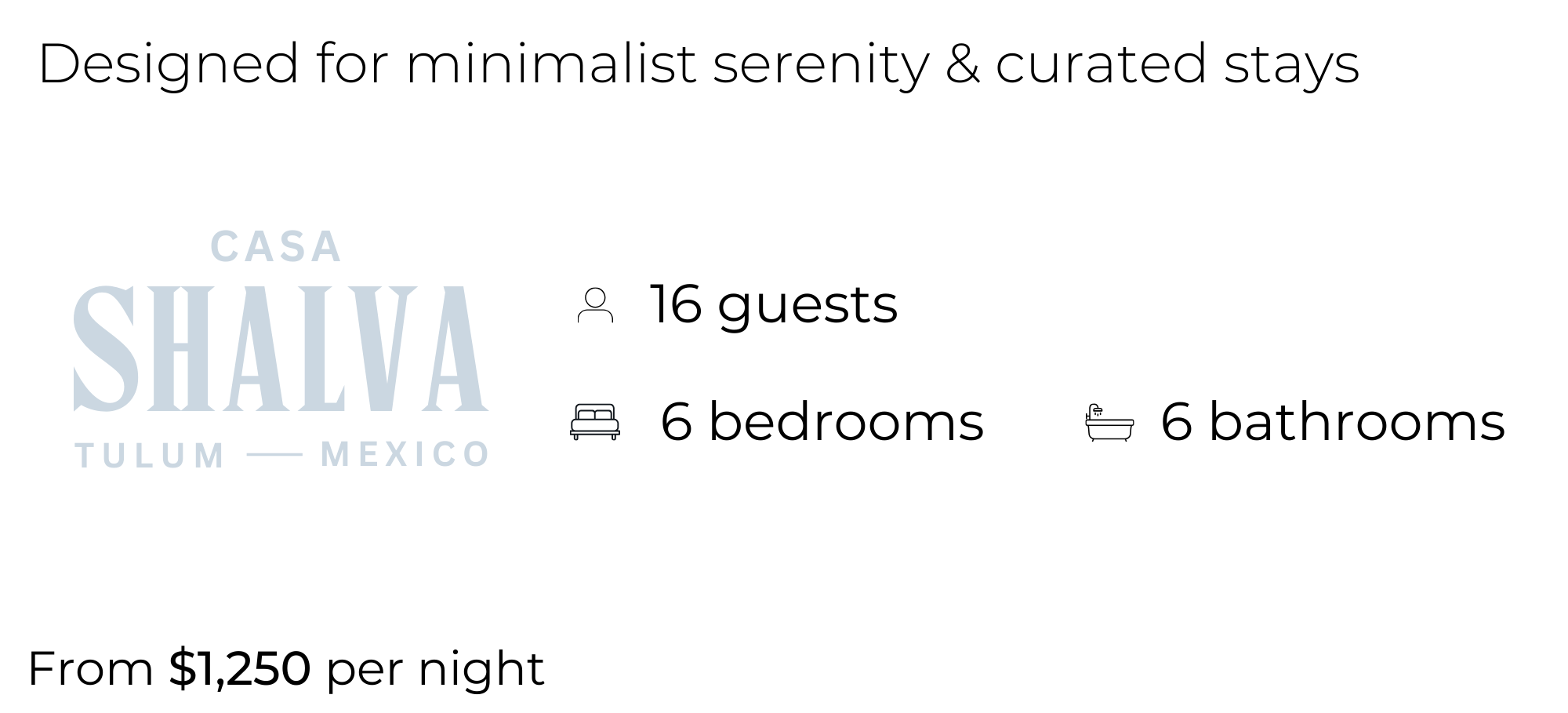 Logo with text 'Casa Shalva Tulum MEXICO' and a small icon of a bed.