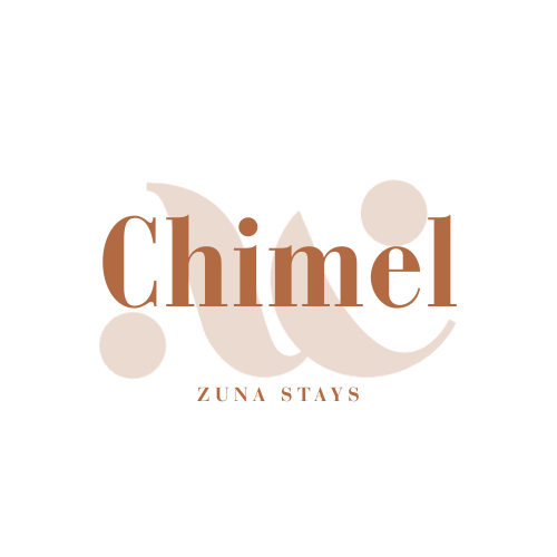 Graphic design with the word 'Channel' creatively styled, featuring large decorative dots and a small text 'ZUNA STAYS' below.