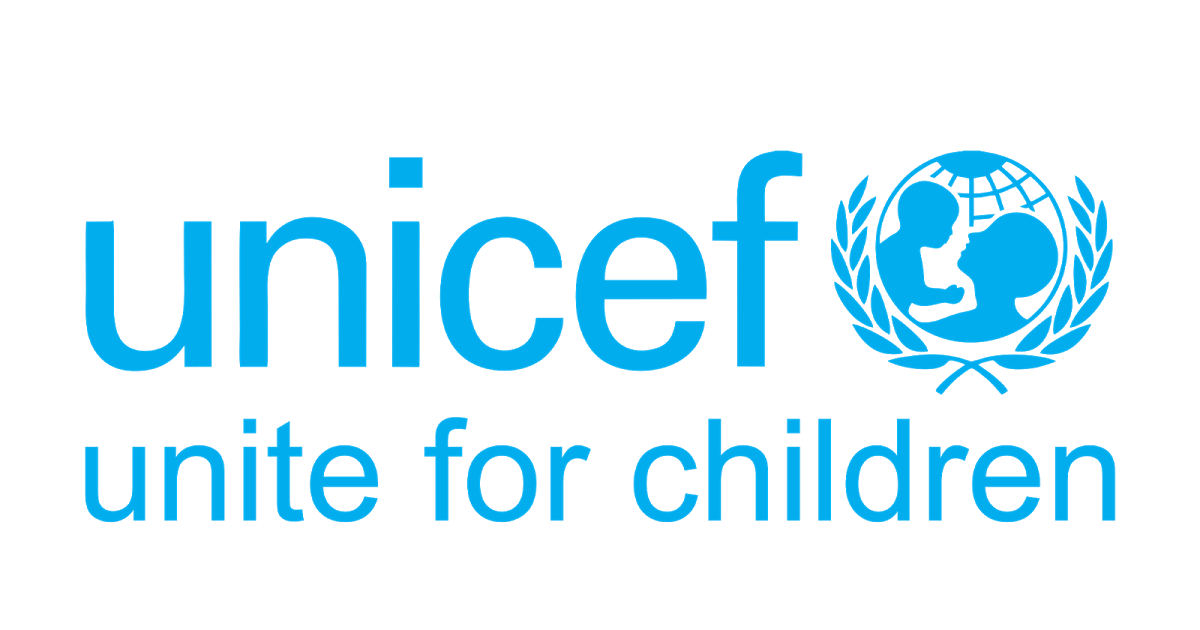 UNICEF logo with the text 'UNICEF unite for children' and a globe with children inside