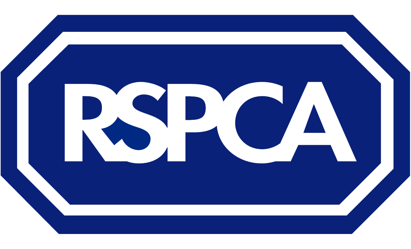 RSPCA logo with white text on a blue octagonal background.