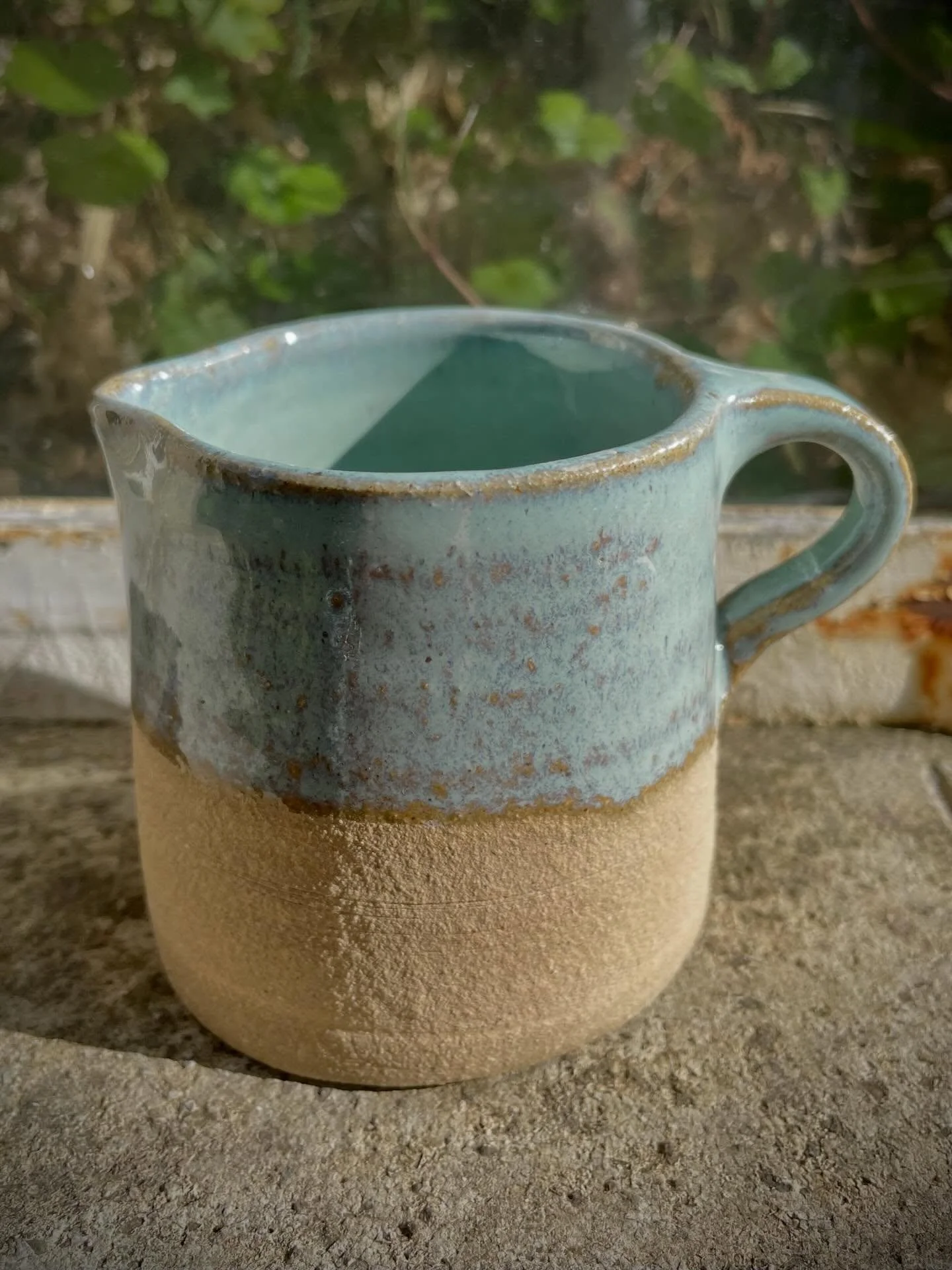 Sun&rsquo;s out! Jugs out! #stoneware #cornishmilkjug #handthrownpottery