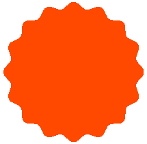 Orange badge with scalloped edges, blank center.