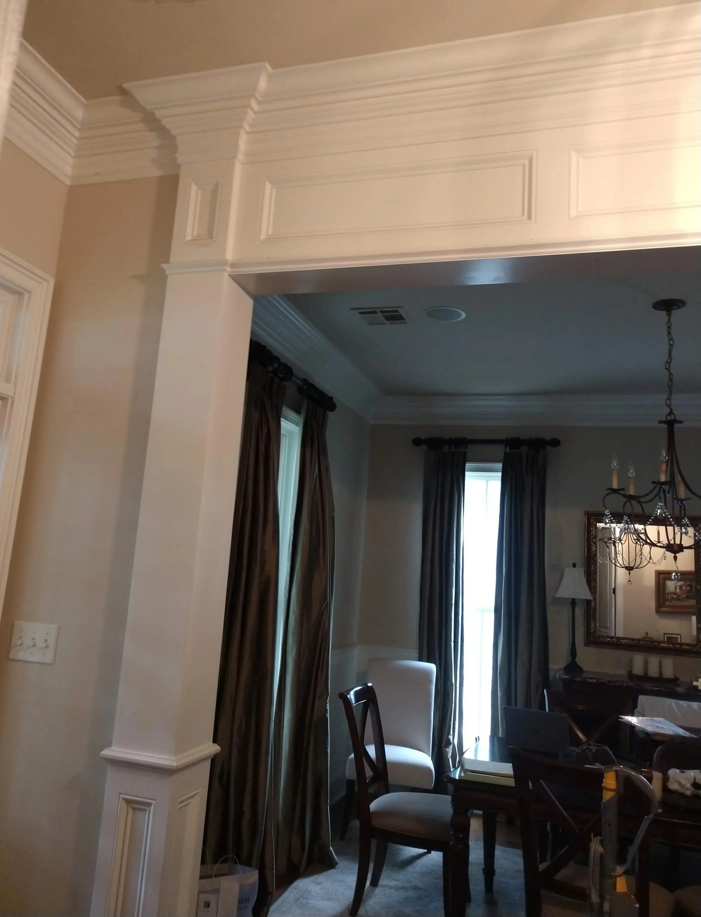 custom built interior door casing and entablature
