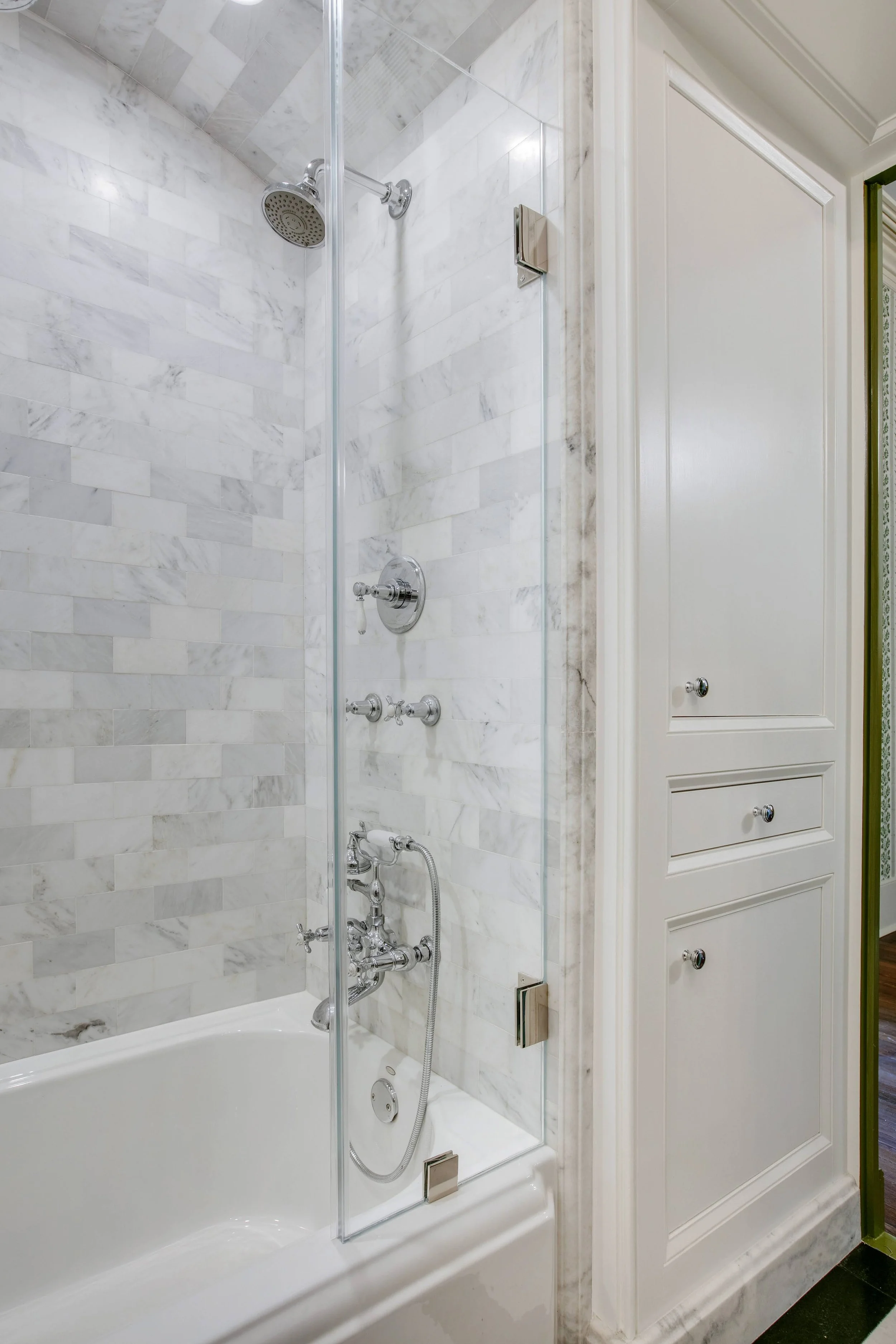 Custom built-in bathroom storage cabinet