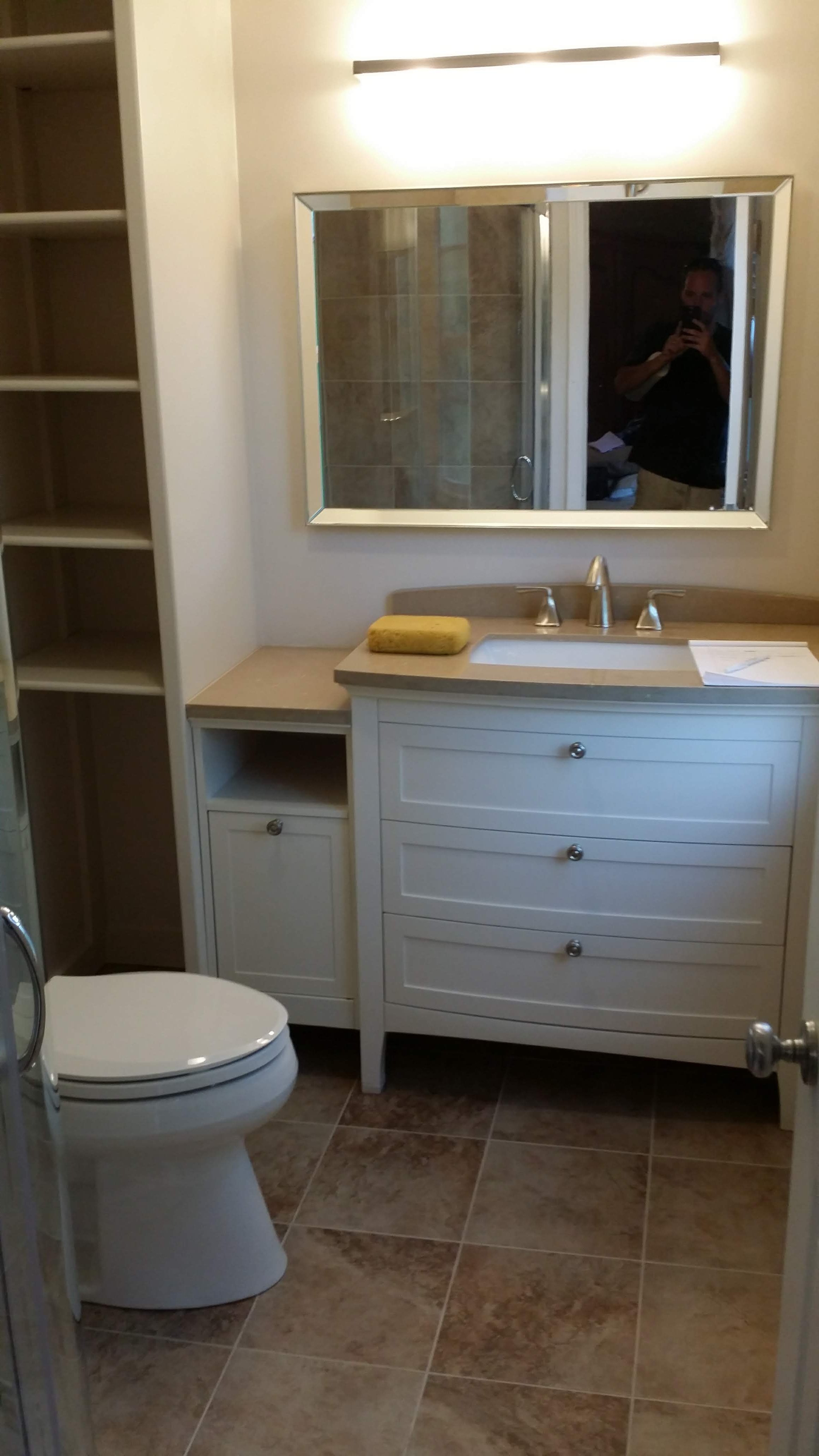 custom built vanity and custom built bathroom storage
