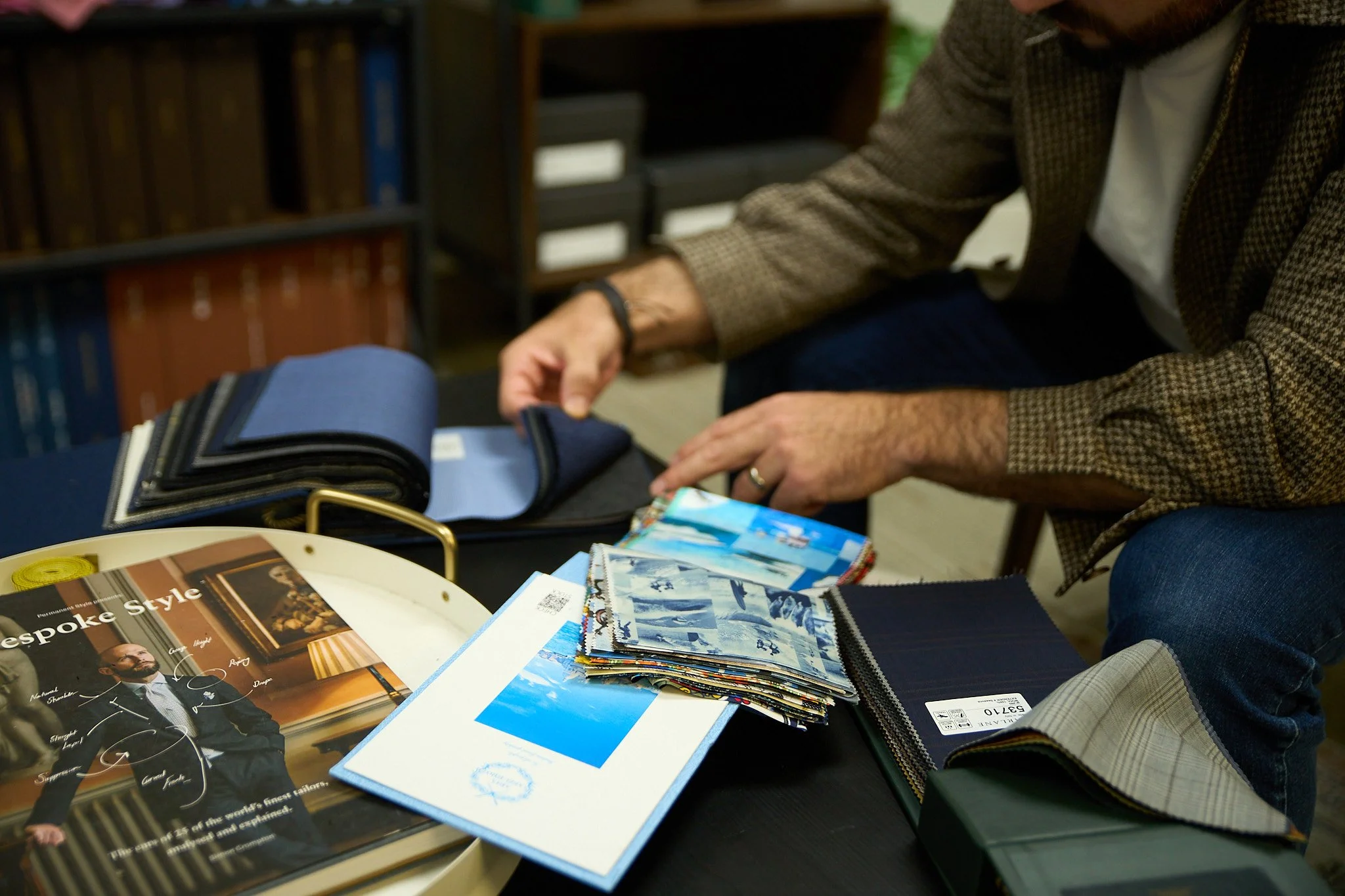 picking fabrics for custom suit