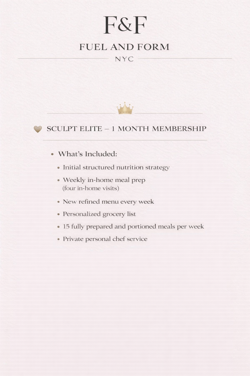 Sculpt Elite – Personal Chef Experience MEMBERSHIP