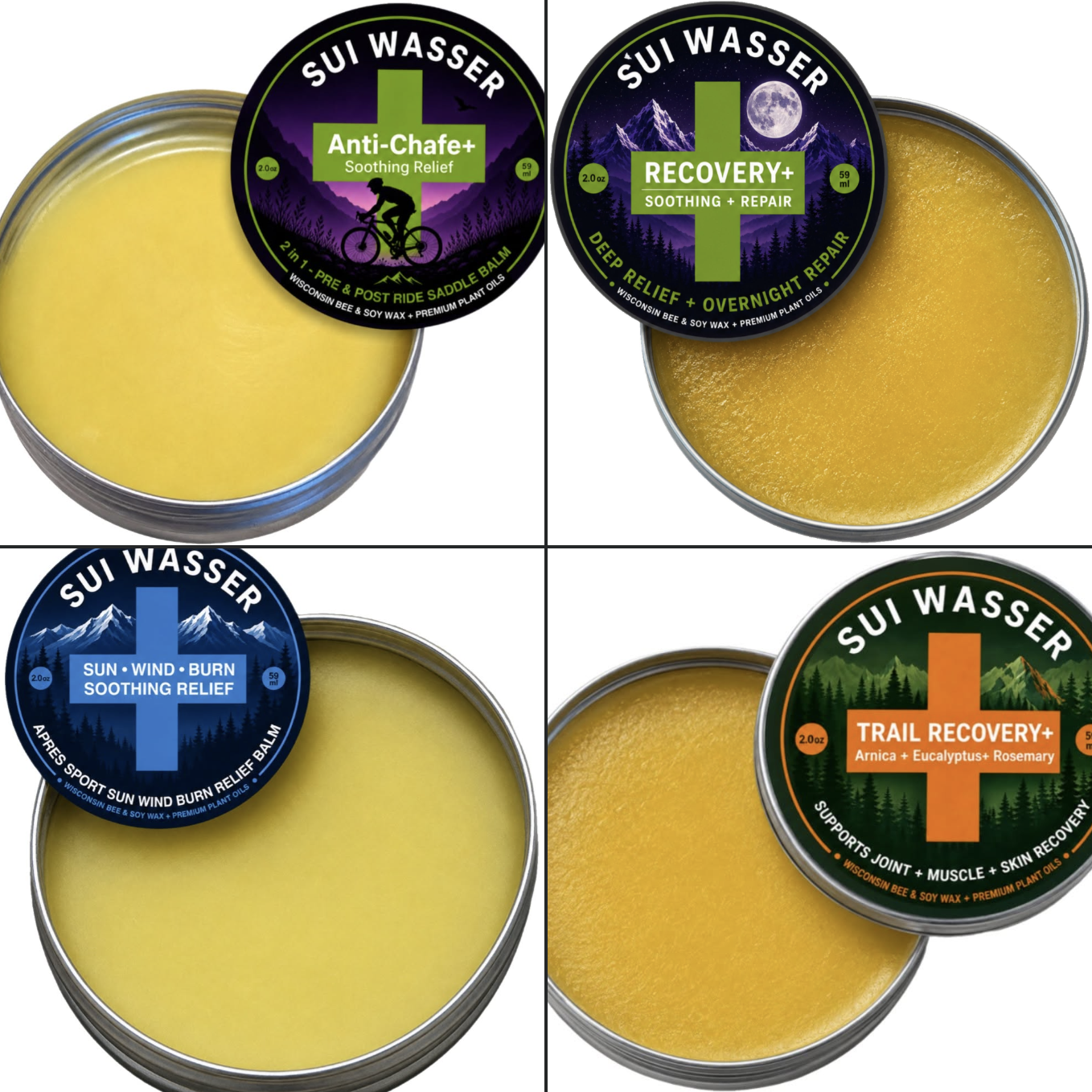 Discovery Sample Pack - Sample All 4 SUI WASSER Balms (0.5 oz or 2.0oz Option)