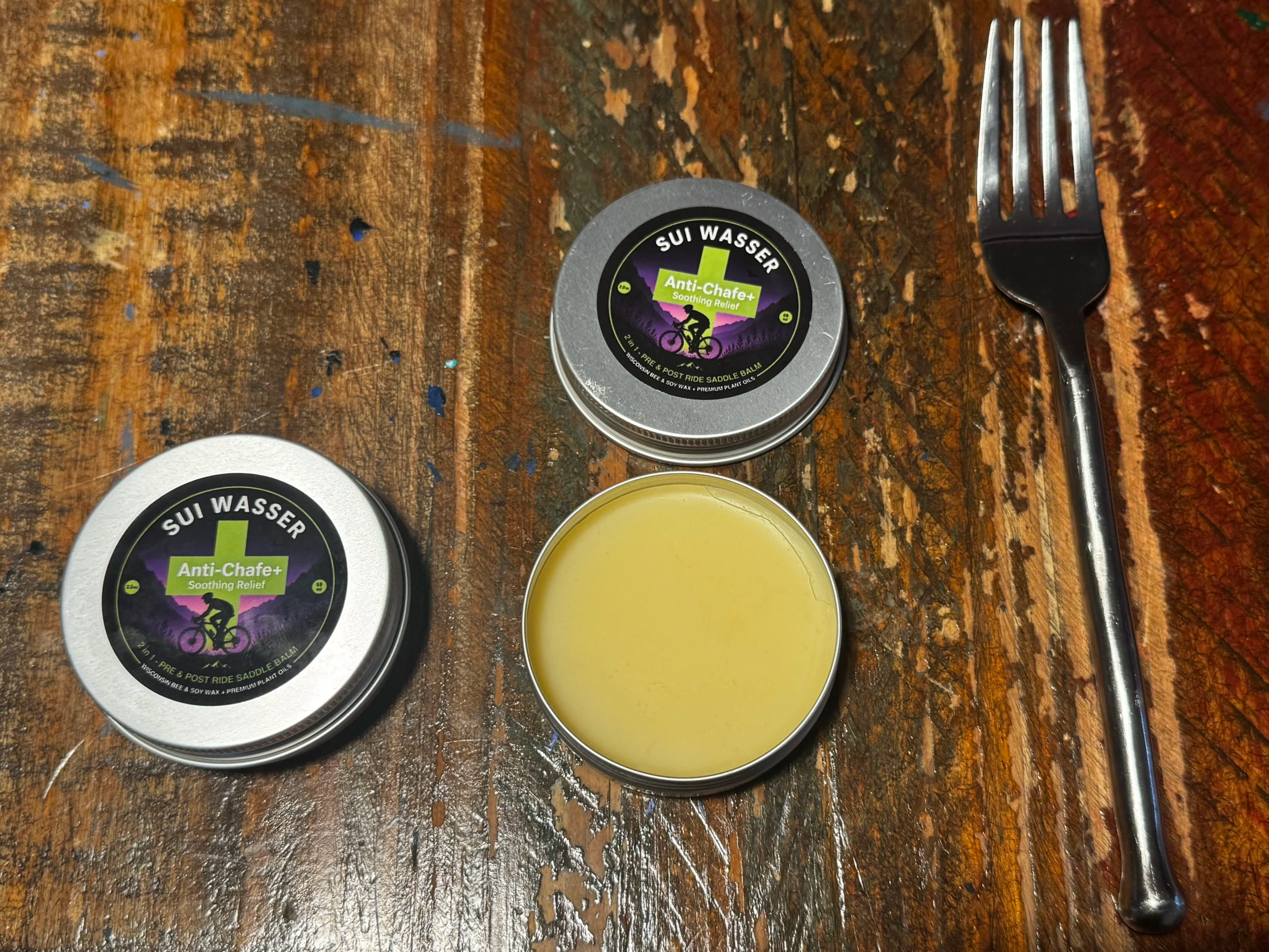 Image shows new Anti-Chafe Balm after opening for the first time.