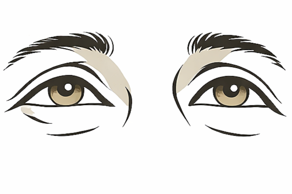 Illustration of a pair of human eyes with bold lines and shading.
