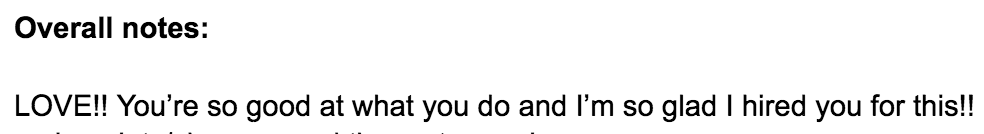 Screenshot: I'm so glad I hired you for this!!