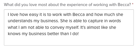 Screenshot: I love how easy it is to work with Becca