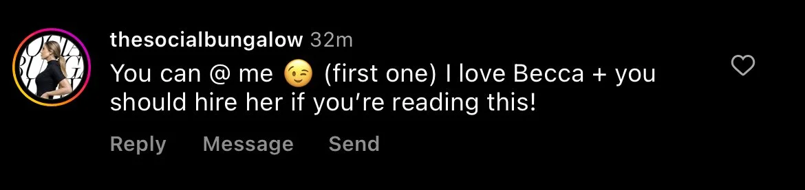 Screenshot: I love Becca + you should hire her if you're reading this!