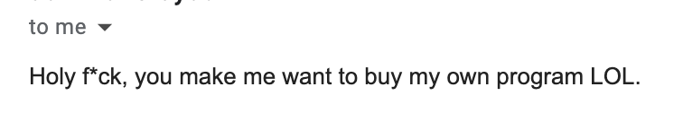Screenshot: you make me want to buy my own program